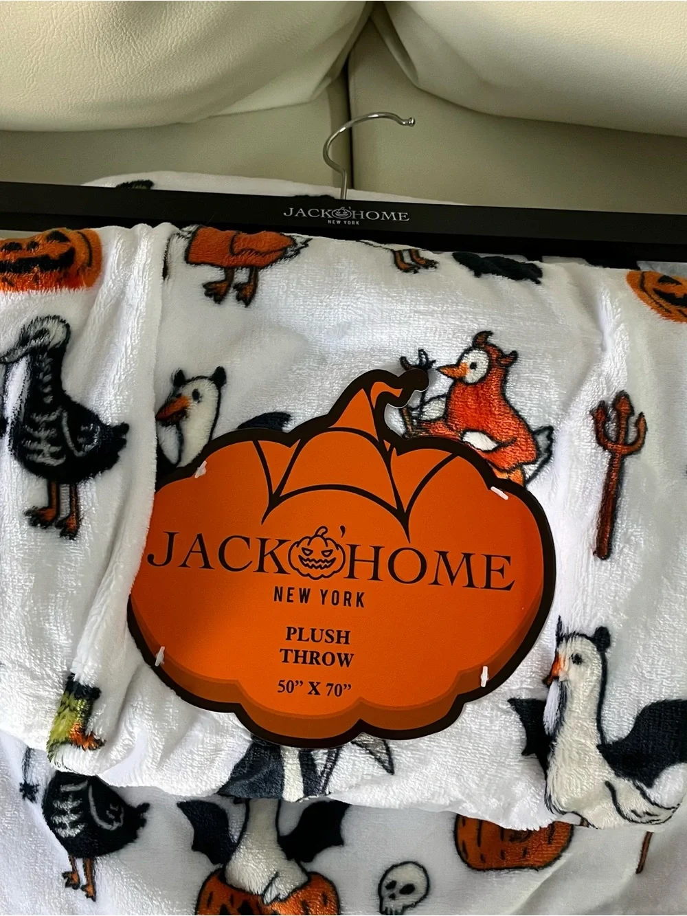 Jack O Home Halloween Silly Goose Plush Throw Blanket 50x70 Spooky
